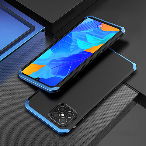 Funda Lujo Marco de Aluminio Carcasa 360 Grados para Huawei Nova 8 SE 4G Azul y Negro