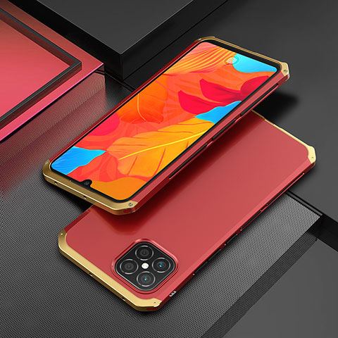 Funda Lujo Marco de Aluminio Carcasa 360 Grados para Huawei Nova 8 SE 4G Oro y Rojo