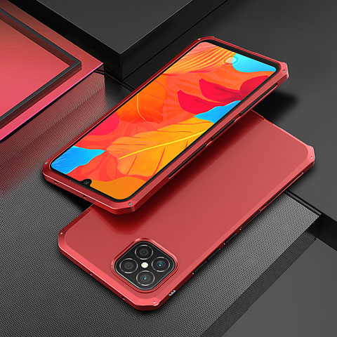 Funda Lujo Marco de Aluminio Carcasa 360 Grados para Huawei Nova 8 SE 4G Rojo