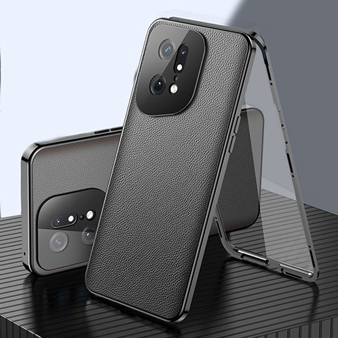 Funda Lujo Marco de Aluminio Carcasa 360 Grados para Oppo Find X5 Pro 5G Negro