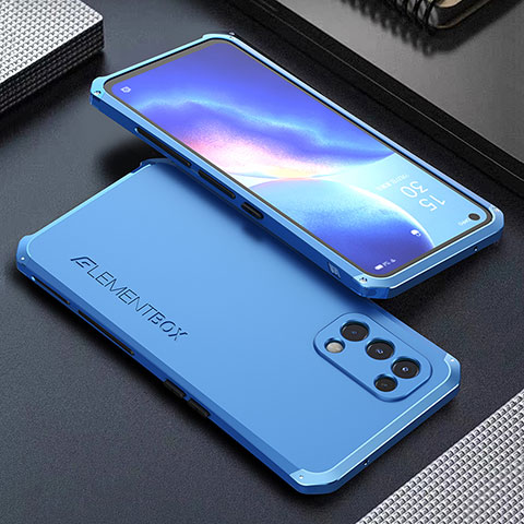 Funda Lujo Marco de Aluminio Carcasa 360 Grados para Oppo K9 5G Azul