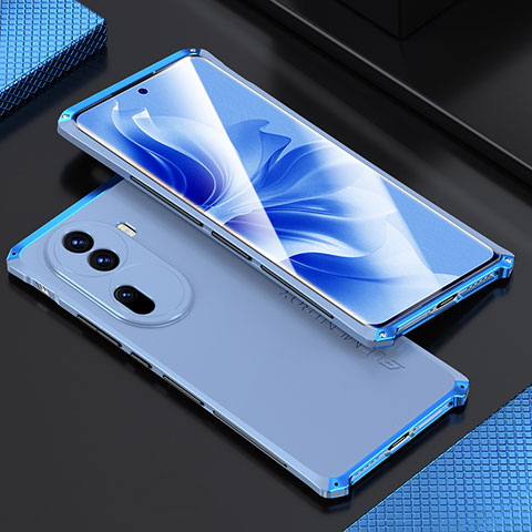 Funda Lujo Marco de Aluminio Carcasa 360 Grados para Oppo Reno11 Pro 5G Azul