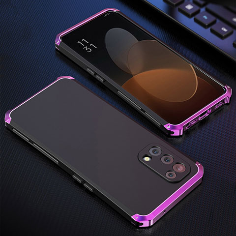 Funda Lujo Marco de Aluminio Carcasa 360 Grados para Oppo Reno5 5G Morado