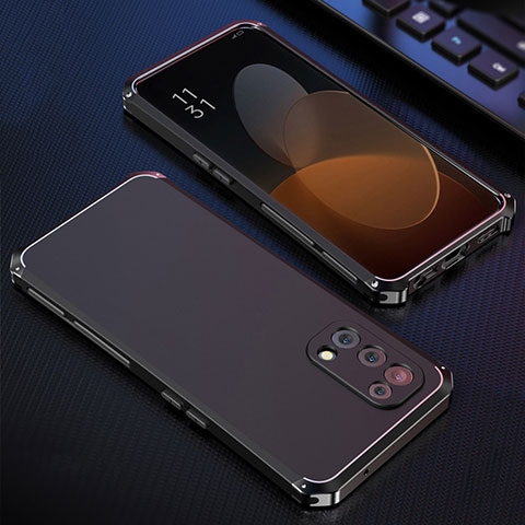 Funda Lujo Marco de Aluminio Carcasa 360 Grados para Oppo Reno5 5G Negro