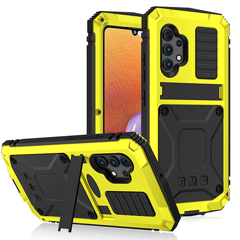 Funda Lujo Marco de Aluminio Carcasa 360 Grados para Samsung Galaxy A32 4G Amarillo