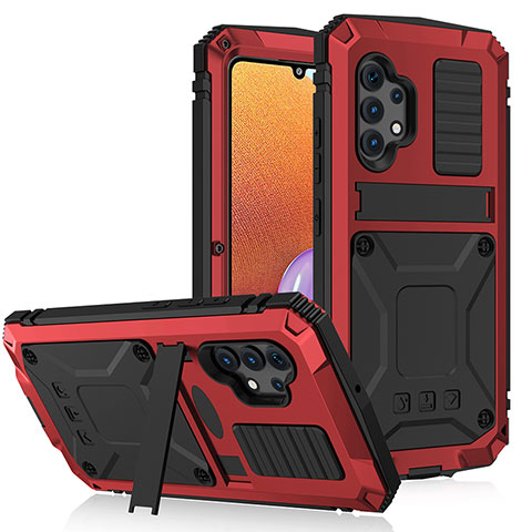 Funda Lujo Marco de Aluminio Carcasa 360 Grados para Samsung Galaxy M32 5G Rojo