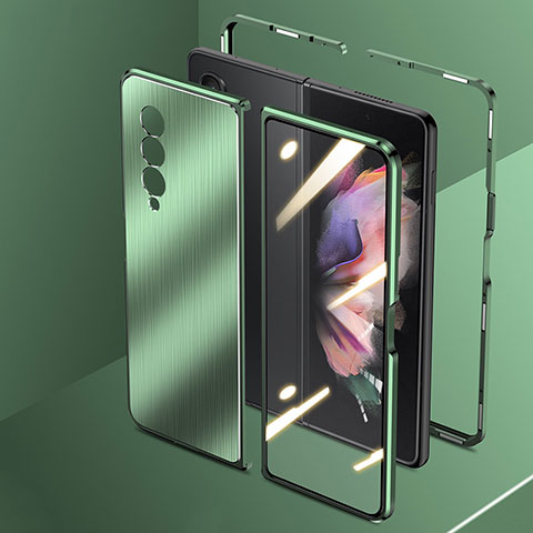 Funda Lujo Marco de Aluminio Carcasa 360 Grados para Samsung Galaxy Z Fold3 5G Verde