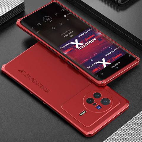 Funda Lujo Marco de Aluminio Carcasa 360 Grados para Vivo X80 5G Rojo