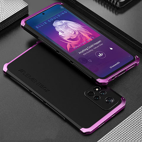 Funda Lujo Marco de Aluminio Carcasa 360 Grados para Xiaomi Mi 11i 5G (2022) Morado