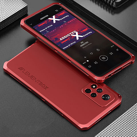 Funda Lujo Marco de Aluminio Carcasa 360 Grados para Xiaomi Mi 11i 5G (2022) Rojo