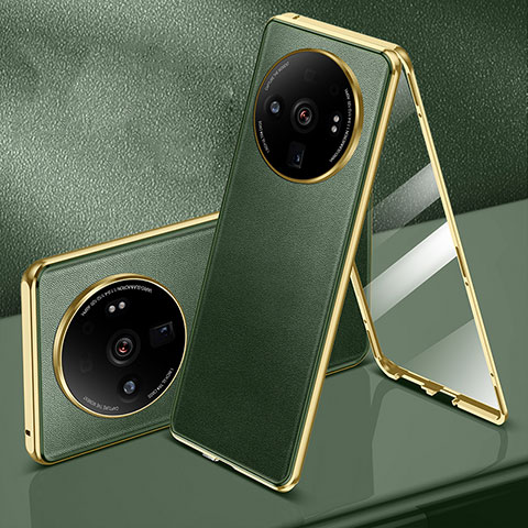 Funda Lujo Marco de Aluminio Carcasa 360 Grados para Xiaomi Mi 12S Ultra 5G Verde