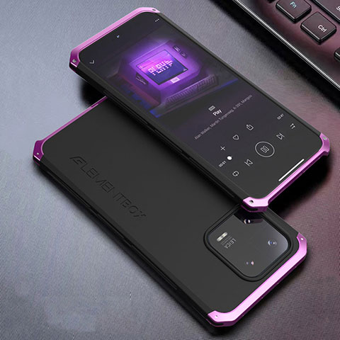 Funda Lujo Marco de Aluminio Carcasa 360 Grados para Xiaomi Mi 13 Pro 5G Morado