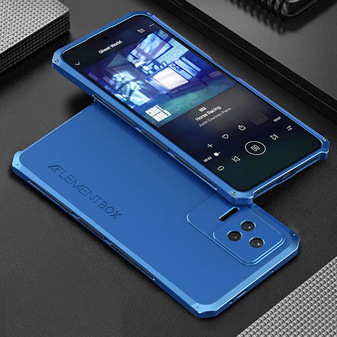 Funda Lujo Marco de Aluminio Carcasa 360 Grados para Xiaomi Poco F4 5G Azul