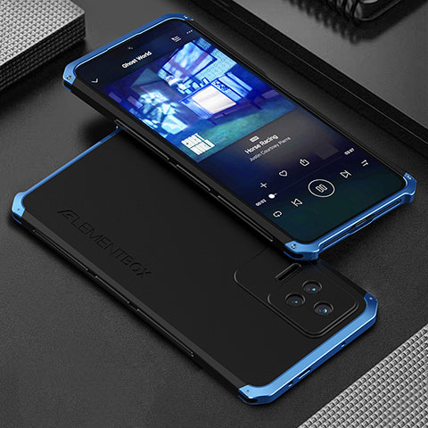 Funda Lujo Marco de Aluminio Carcasa 360 Grados para Xiaomi Poco F4 5G Azul y Negro