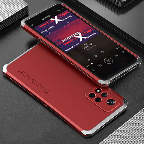 Funda Lujo Marco de Aluminio Carcasa 360 Grados para Xiaomi Poco X4 NFC Plata y Rojo