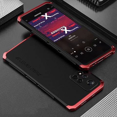 Funda Lujo Marco de Aluminio Carcasa 360 Grados para Xiaomi Poco X4 NFC Rojo y Negro