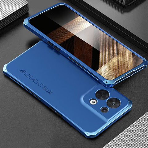 Funda Lujo Marco de Aluminio Carcasa 360 Grados para Xiaomi Redmi Note 13 Pro 5G Azul