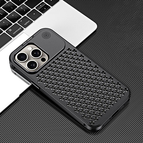 Funda Lujo Marco de Aluminio Carcasa 360 Grados QC3 para Apple iPhone 14 Pro Negro