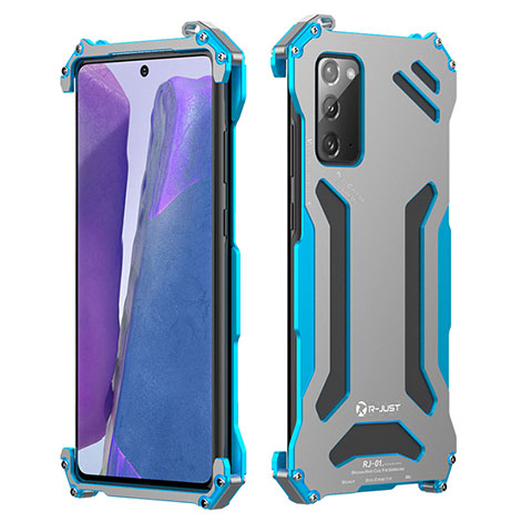 Funda Lujo Marco de Aluminio Carcasa 360 Grados RJ1 para Samsung Galaxy Note 20 5G Azul