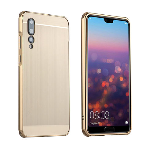 Funda Lujo Marco de Aluminio Carcasa A01 para Huawei P20 Pro Oro