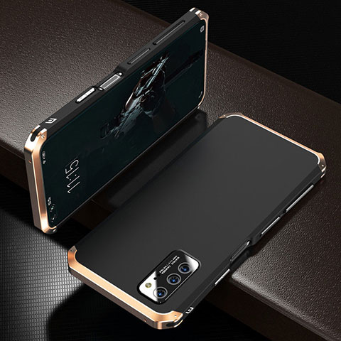 Funda Lujo Marco de Aluminio Carcasa M01 para Huawei Honor V30 5G Oro y Negro