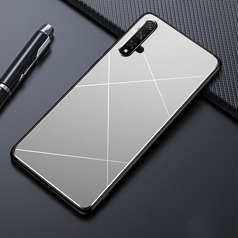 Funda Lujo Marco de Aluminio Carcasa M01 para Huawei Nova 5 Plata