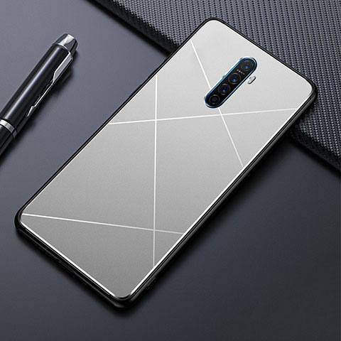 Funda Lujo Marco de Aluminio Carcasa M01 para Oppo Reno Ace Plata