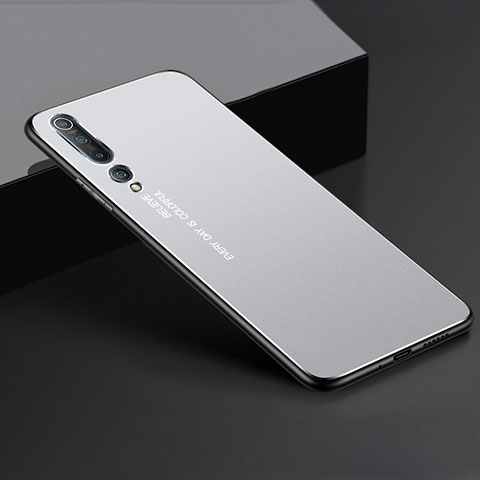Funda Lujo Marco de Aluminio Carcasa M01 para Xiaomi Mi 10 Plata