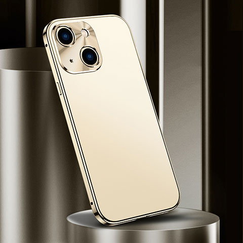 Funda Lujo Marco de Aluminio Carcasa M02 para Apple iPhone 15 Oro