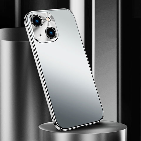 Funda Lujo Marco de Aluminio Carcasa M02 para Apple iPhone 15 Plata