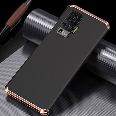 Funda Lujo Marco de Aluminio Carcasa M02 para Vivo X50 Pro 5G Oro y Negro