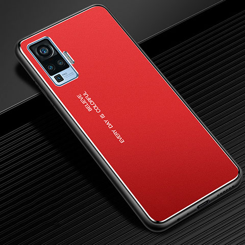 Funda Lujo Marco de Aluminio Carcasa M03 para Vivo X50 Pro 5G Rojo