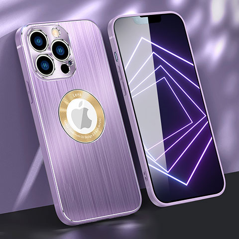 Funda Lujo Marco de Aluminio Carcasa M08 para Apple iPhone 13 Pro Morado