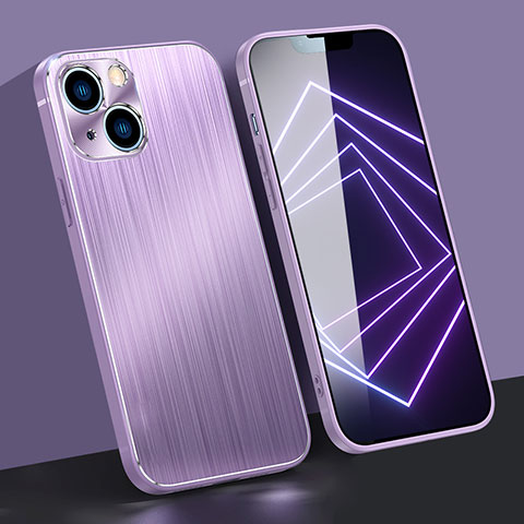 Funda Lujo Marco de Aluminio Carcasa M09 para Apple iPhone 14 Morado