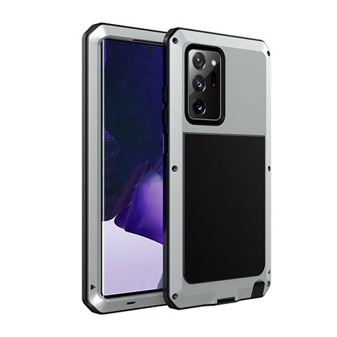 Funda Lujo Marco de Aluminio Carcasa N01 para Samsung Galaxy Note 20 Ultra 5G Plata