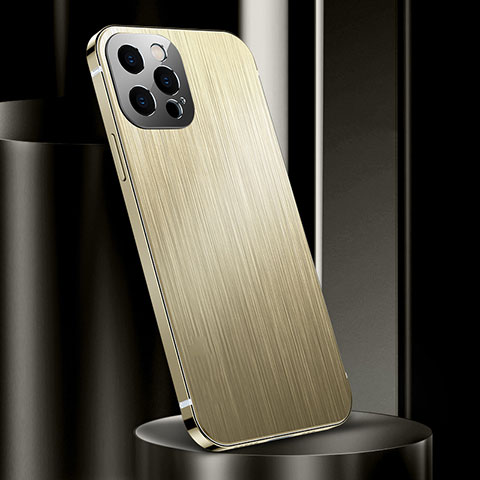 Funda Lujo Marco de Aluminio Carcasa para Apple iPhone 14 Pro Oro