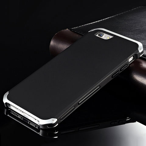 Funda Lujo Marco de Aluminio Carcasa para Apple iPhone 6 Plus Plata y Negro