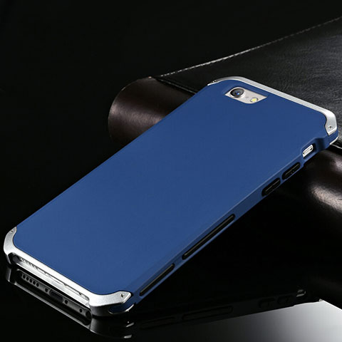 Funda Lujo Marco de Aluminio Carcasa para Apple iPhone 6S Azul