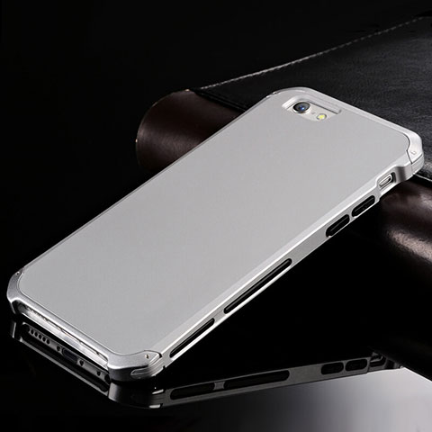 Funda Lujo Marco de Aluminio Carcasa para Apple iPhone 6S Plata