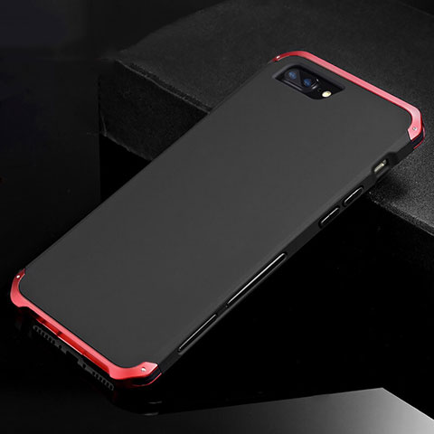 Funda Lujo Marco de Aluminio Carcasa para Apple iPhone 7 Plus Rojo y Negro