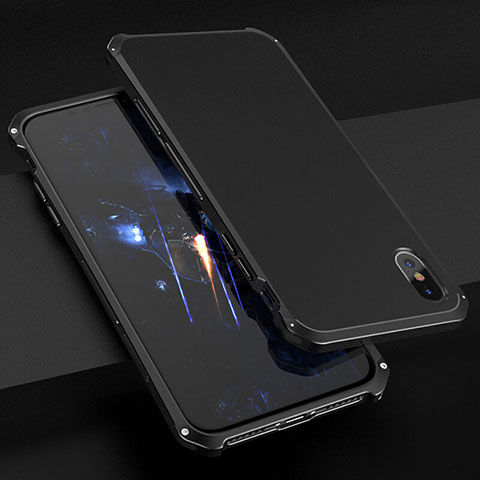 Funda Lujo Marco de Aluminio Carcasa para Apple iPhone Xs Negro