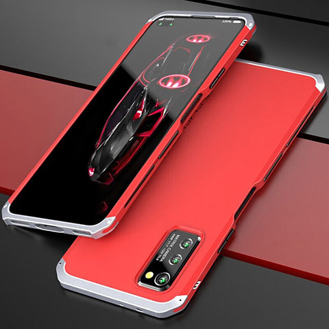 Funda Lujo Marco de Aluminio Carcasa para Huawei Honor V30 Pro 5G Plata y Rojo