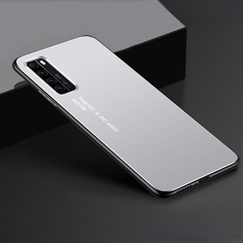 Funda Lujo Marco de Aluminio Carcasa para Huawei Nova 7 5G Plata