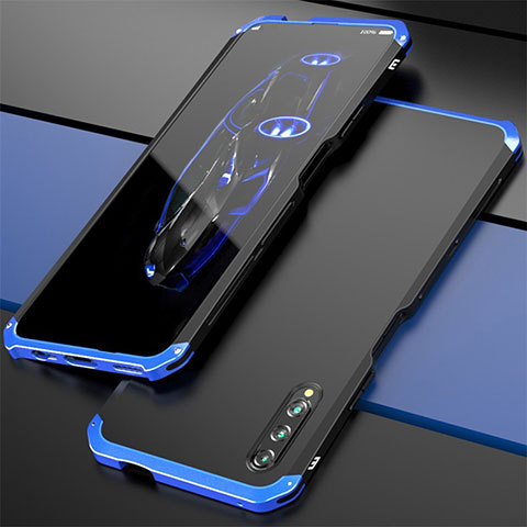 Funda Lujo Marco de Aluminio Carcasa para Huawei Y9s Azul y Negro