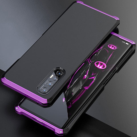 Funda Lujo Marco de Aluminio Carcasa para Oppo Find X2 Neo Morado