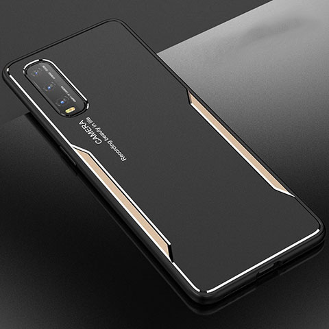 Funda Lujo Marco de Aluminio Carcasa para Oppo Find X2 Oro