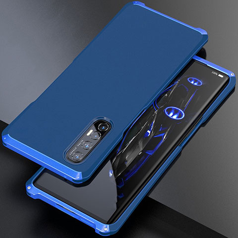 Funda Lujo Marco de Aluminio Carcasa para Oppo Reno3 Pro Azul