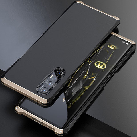 Funda Lujo Marco de Aluminio Carcasa para Oppo Reno3 Pro Oro