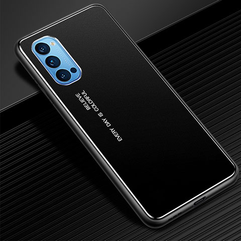 Funda Lujo Marco de Aluminio Carcasa para Oppo Reno4 Pro 5G Negro