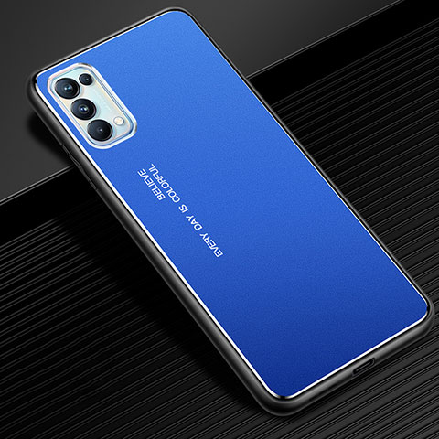 Funda Lujo Marco de Aluminio Carcasa para Oppo Reno5 5G Azul